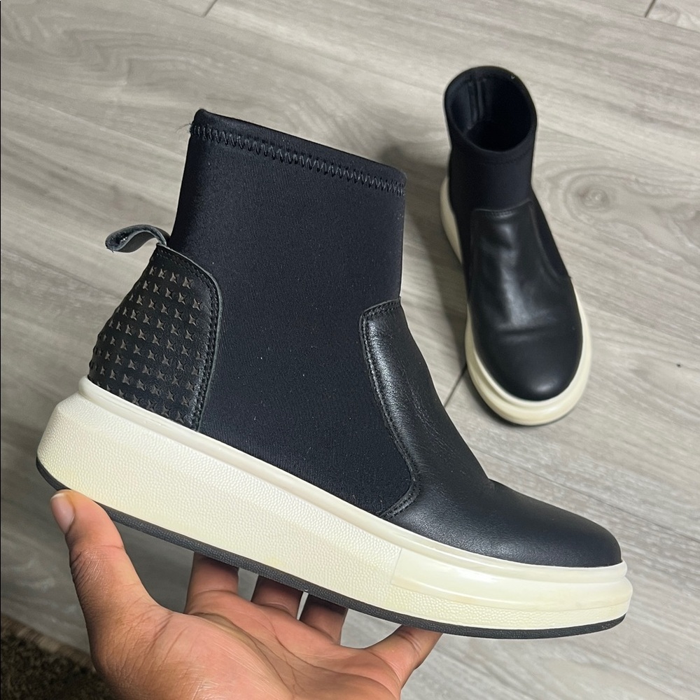 Alexander Mcqueen Black And White Combat Boots 35m